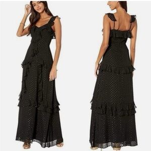 Lilly Pulitzer Riland Black Spaghetti Strap Maxi Gown